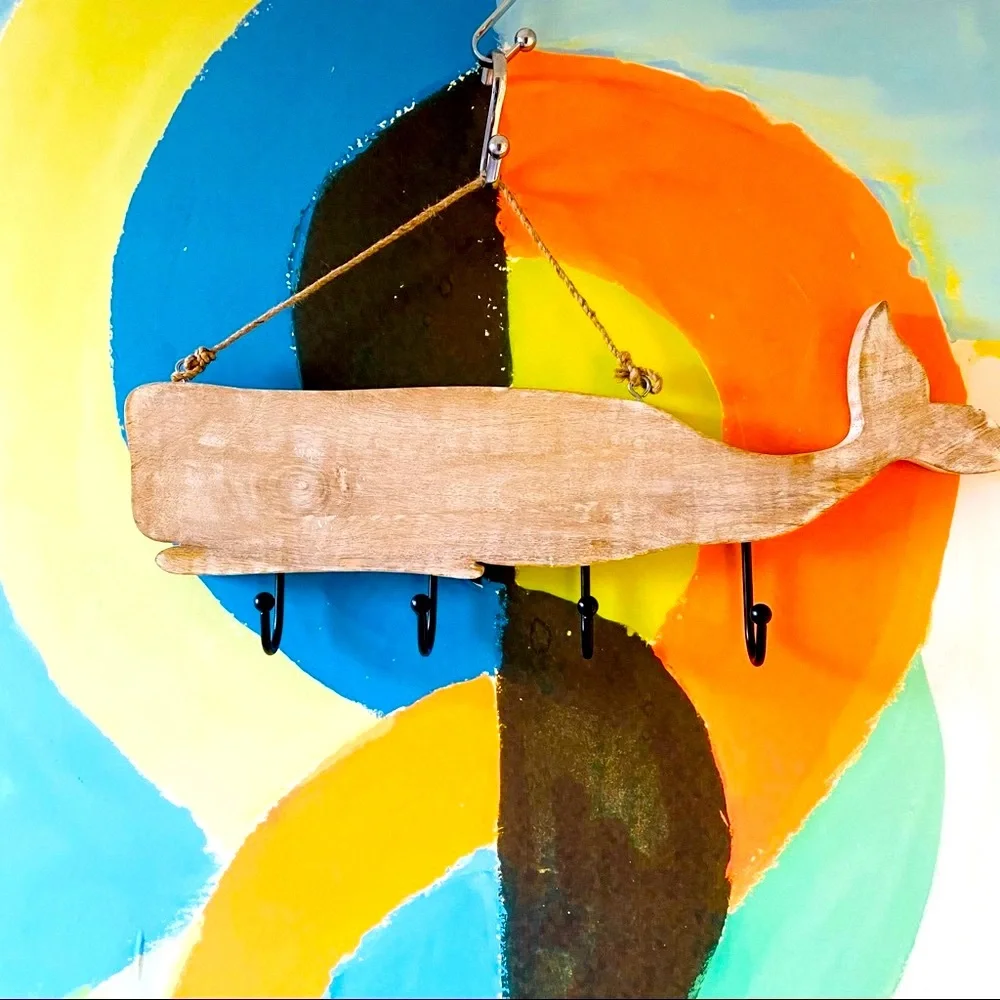NEW without TAGS Recycled Wood Whale Coat Rack